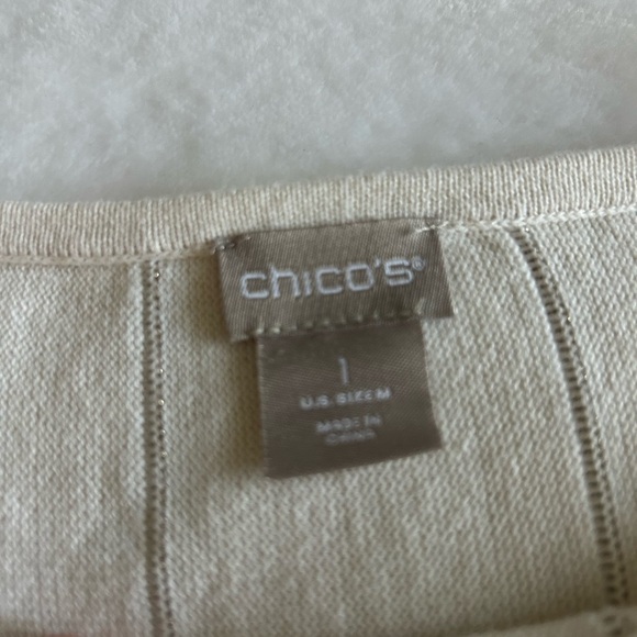 Chicos cream colored sweater with gold pin stripes size 8 - Picture 3 of 6